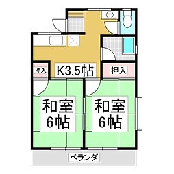 仲コーポ小泉 2階2Kの間取り