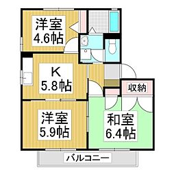 WIND VILLAGE　B 2階3Kの間取り