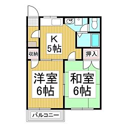 フレグランスピュアー 1階2Kの間取り