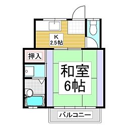 パークアベニューK 1Kの間取図画像