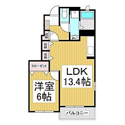 カーサエフB 1LDKの間取図画像