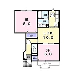 アルトピアーノB 2LDKの間取図画像