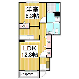 サンパティーク 1LDKの間取図画像