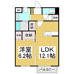 エスペランサ 1LDKの間取図画像