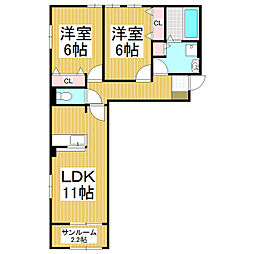 カーサコスモ1 2LDKの間取図画像