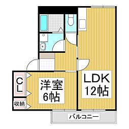 ハイツフローレン 1LDKの間取図画像