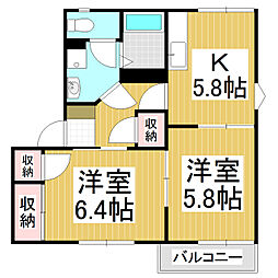 フレグランス岩波E 2Kの間取図画像