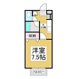 ヒルバレーヤマト 1Kの間取図画像