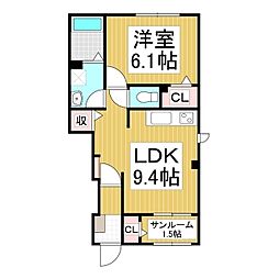 フェレーザ長峰 1LDKの間取図画像