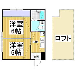 コートハウスおきた 2Kの間取図画像