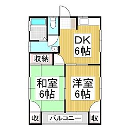 岡村コーポ2 2DKの間取図画像