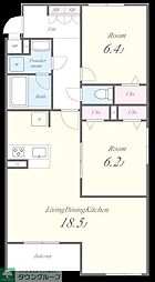 GREEN GABLES FAMIRIA B 2階2LDKの間取り
