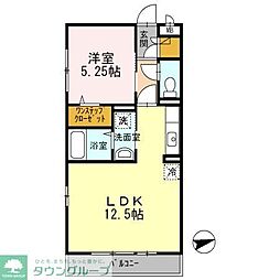 ボンヌールV 1階1LDKの間取り