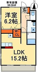 AriaOrchis 2階1LDKの間取り