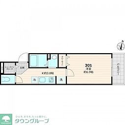 エポック風 301 3階1Kの間取り