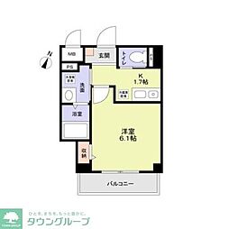 ソルテ西小岩 202 2階1Kの間取り