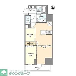 グランカーサ船堀I 14階2LDKの間取り