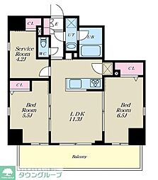 東京メトロ東西線 西葛西駅 徒歩12分の賃貸マンション 6階2SLDKの間取り
