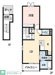 プロムナード貝塚公園2 2階1LDKの間取り