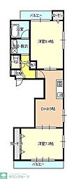 ラクス本八幡 3階2DKの間取り