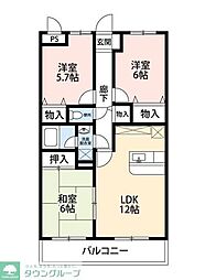 アンソレイエ 1階3LDKの間取り