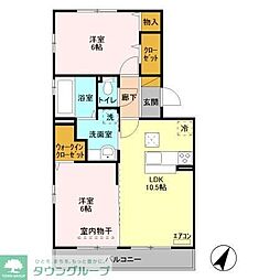 フェリーチェB 3階2LDKの間取り