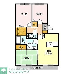 ラ・ヴェルドミール 2階3LDKの間取り