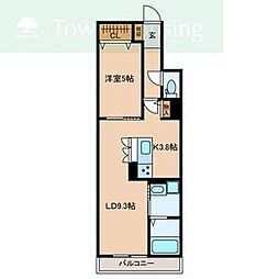 IZイズ 2階1LDKの間取り