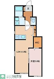 カーム宮久保Ａ 1階1LDKの間取り