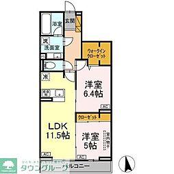 市川市大和田2丁目アパート 2LDKの間取図画像