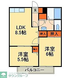 ビラージュ2 2LDKの間取図画像
