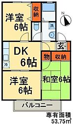 ハイカムール園生 3DKの間取図画像