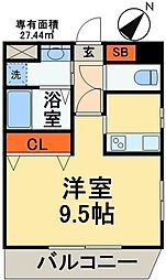 アンブラッセ新検見川 1Kの間取図画像