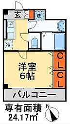 サン・ルピナス 1Kの間取図画像