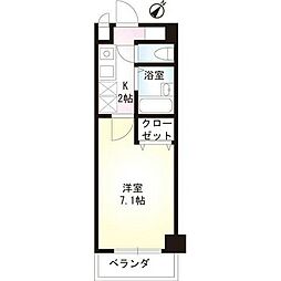 ミリアビタNo.7 1Kの間取図画像