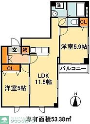 コンドミニオM 2LDKの間取図画像