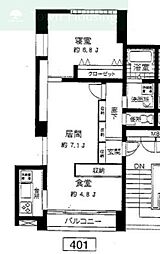 ユーコート下総中山 1LDKの間取図画像