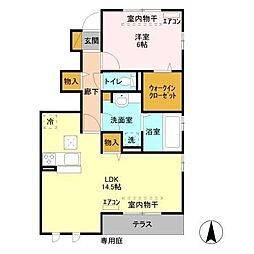 サンリバー 1LDKの間取図画像