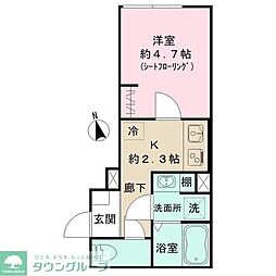 K&T 前原 1Kの間取図画像