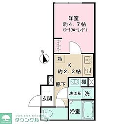 K&T 前原 1Kの間取図画像