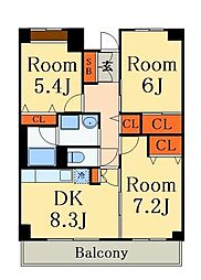 エステート1号館 3DKの間取図画像
