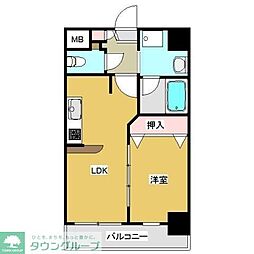 プレジール船橋本町 1DKの間取図画像