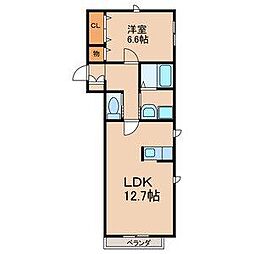アンソレイユ 1LDKの間取図画像