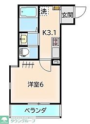 Nグランツ押切 1Kの間取図画像