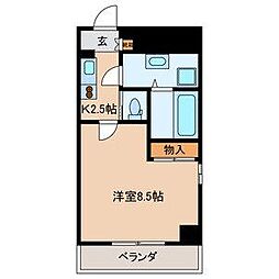クィール 1Kの間取図画像