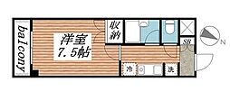 リリーパレスナルシマ3 1Kの間取図画像