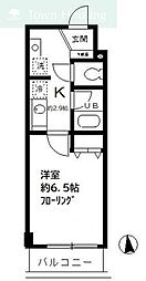 スクエアコート 1Kの間取図画像