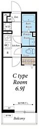 リブリ・N・Sコート行徳 1Kの間取図画像