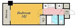 パルコート海神 1Kの間取図画像