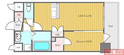 新築Lu・RaRa諸口 1LDKの間取図画像